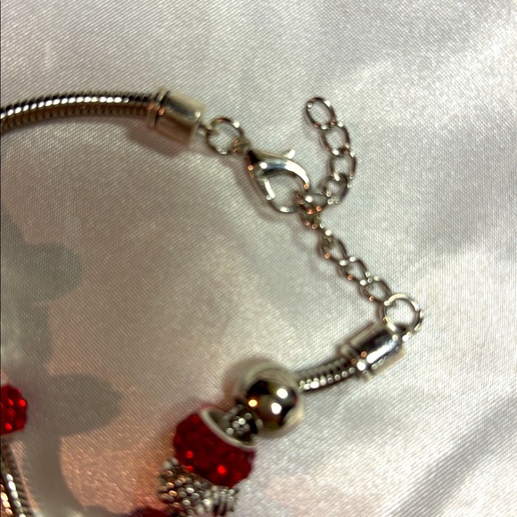 Silver and Red Heart Charm Bracelet - Picture 4 of 6